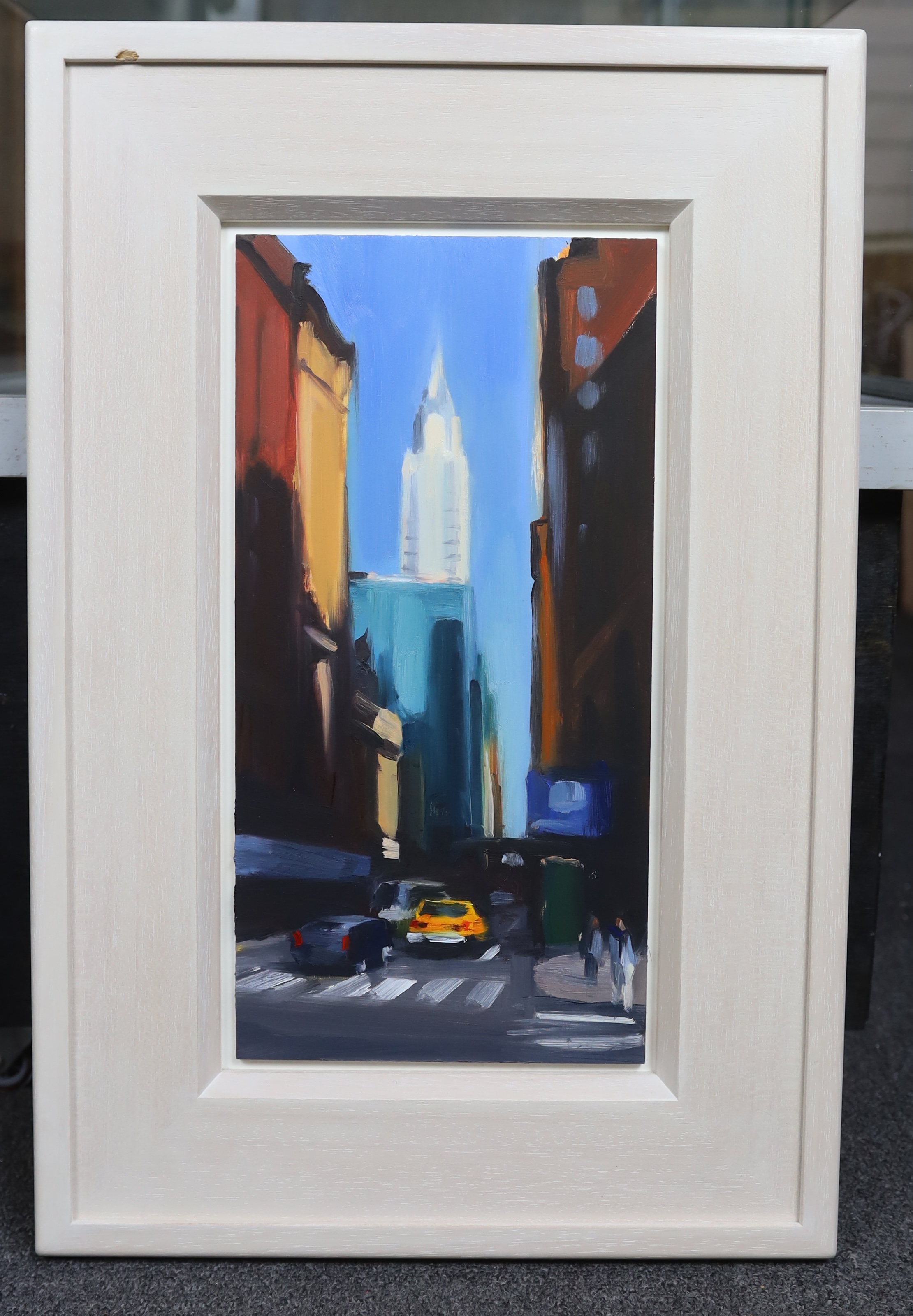 Liam Spencer (British, b.1964), 'New York', oil on board, 39.5 x 20cm